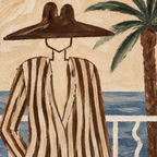 ARBYNART Vintage Americana Art | Seaside Silhouette in Stripes