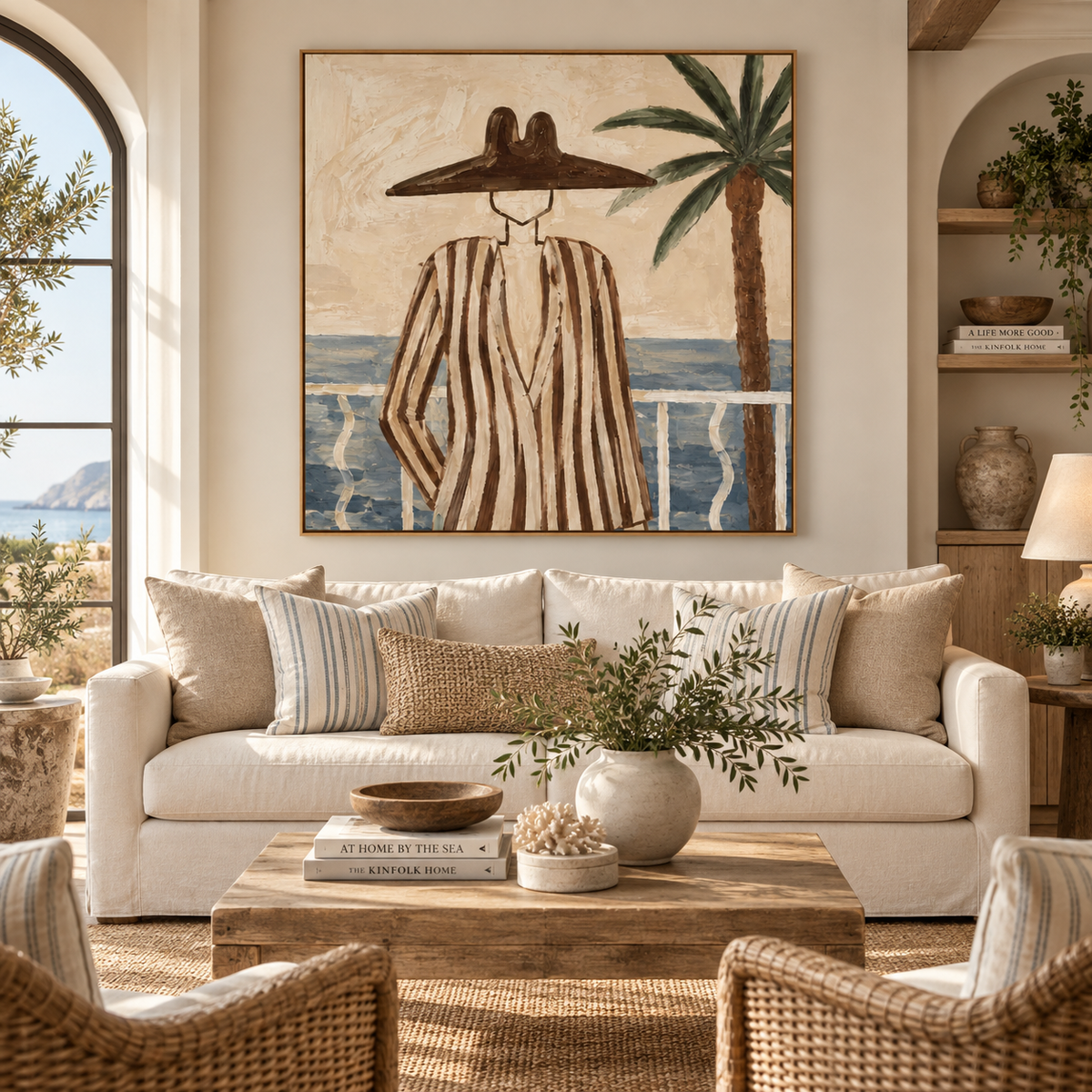 ARBYNART Vintage Americana Art | Seaside Silhouette in Stripes