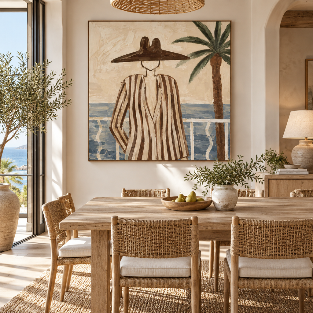 ARBYNART Vintage Americana Art | Seaside Silhouette in Stripes