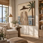 ARBYNART Vintage Americana Art | Seaside Silhouette in Stripes
