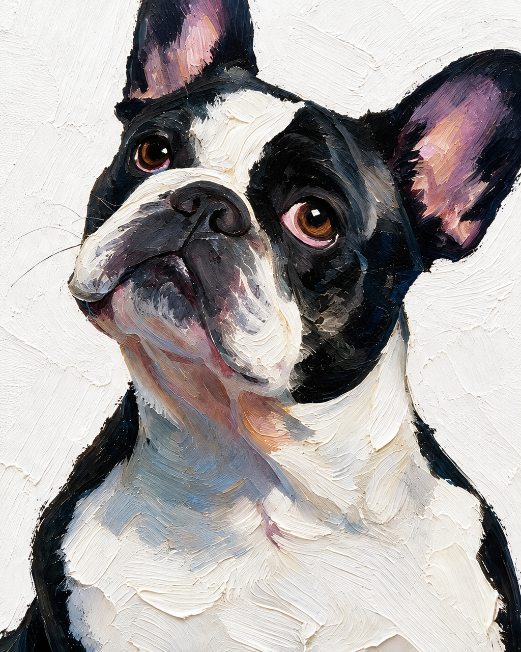 ARBYNART Impressionist Art | Seated French Bulldog Looking Up