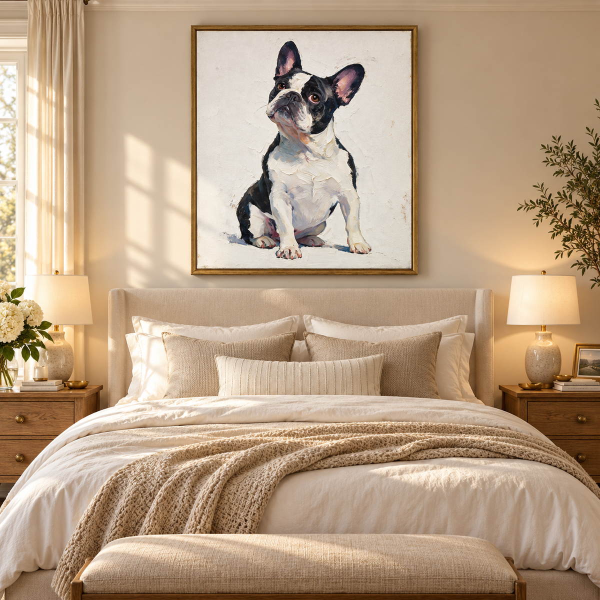 ARBYNART Impressionist Art | Seated French Bulldog Looking Up