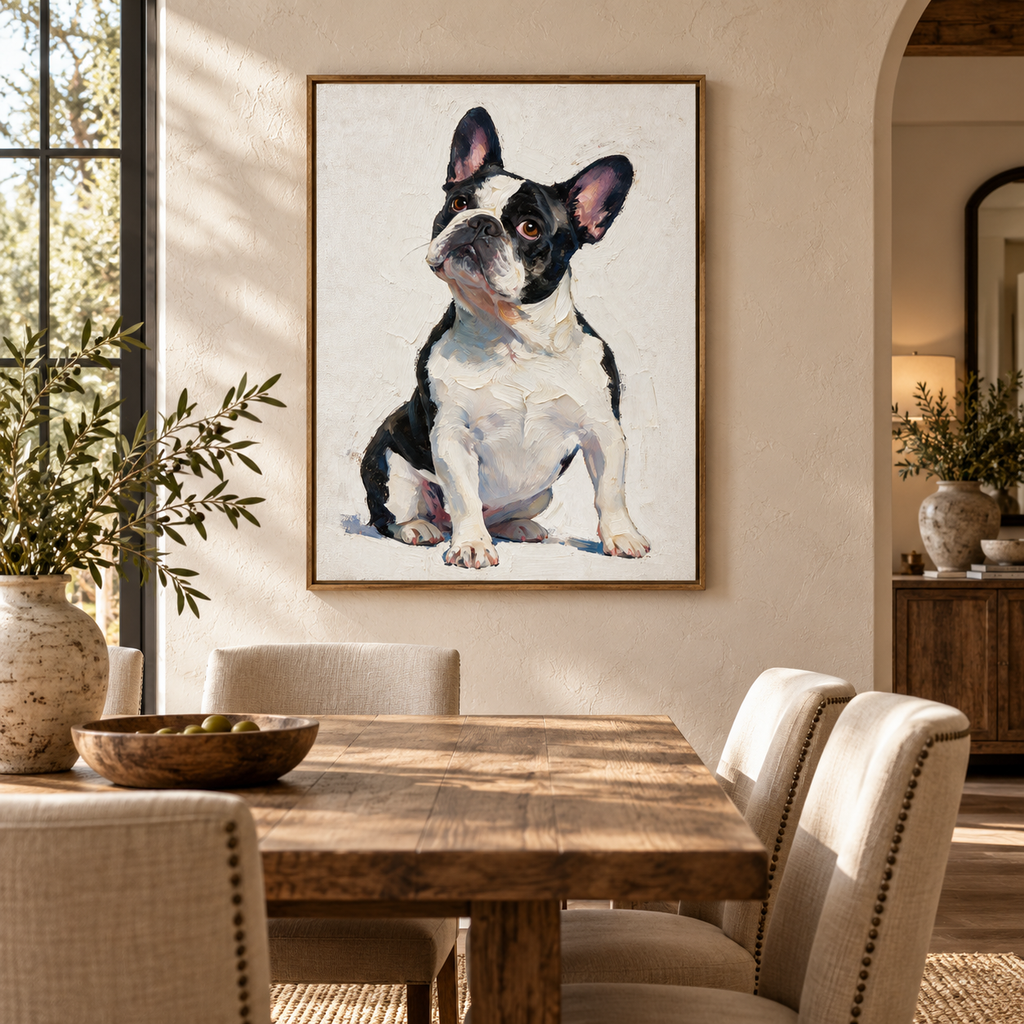 ARBYNART Impressionist Art | Seated French Bulldog Looking Up