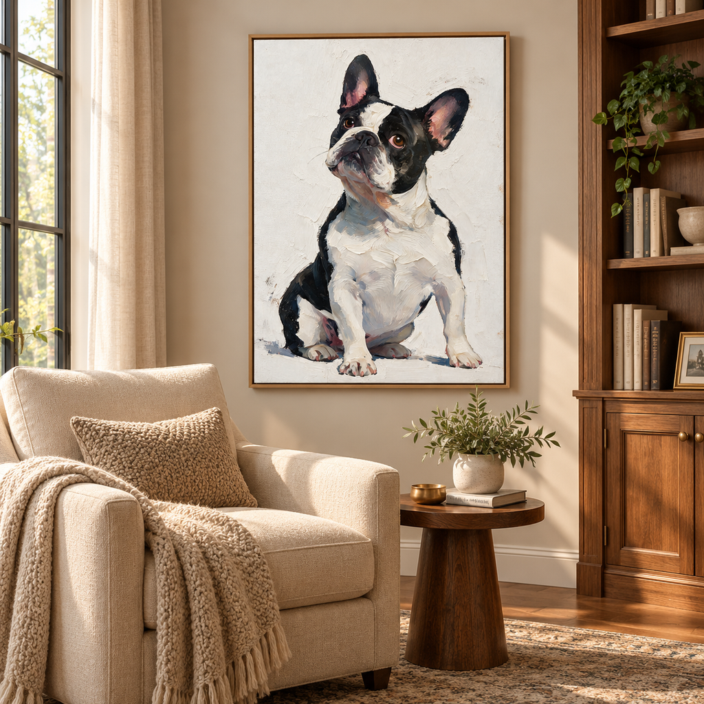 ARBYNART Impressionist Art | Seated French Bulldog Looking Up