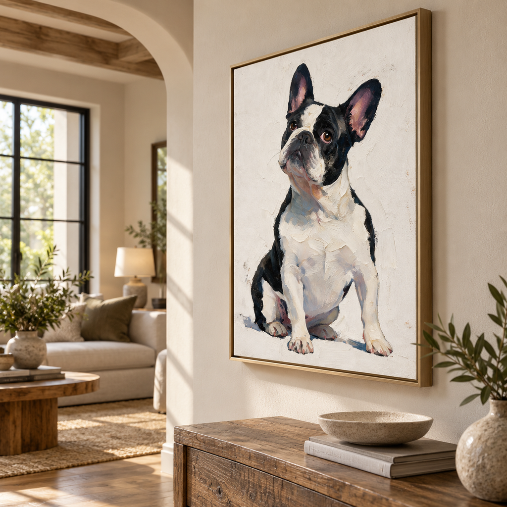 ARBYNART Impressionist Art | Seated French Bulldog Looking Up