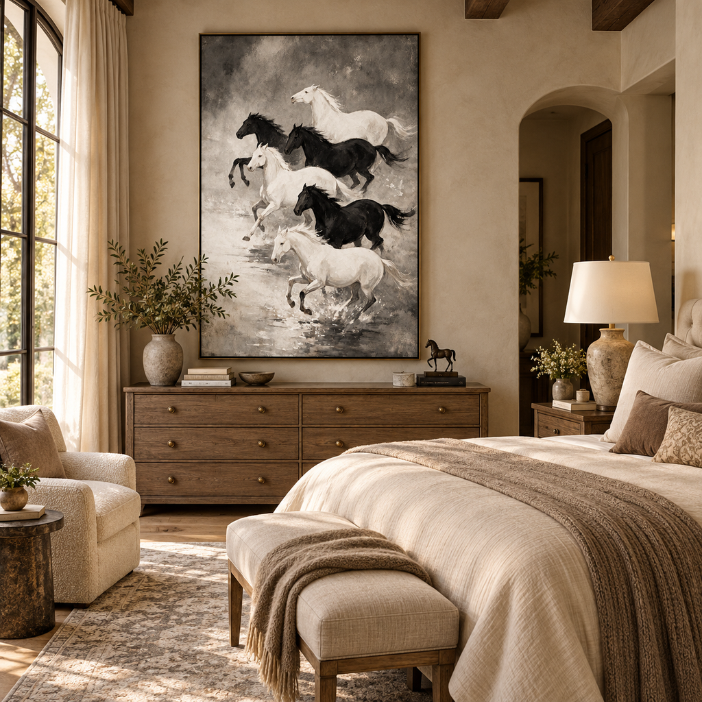 ARBYNART Americana Art | Six Horses in Silver Mist