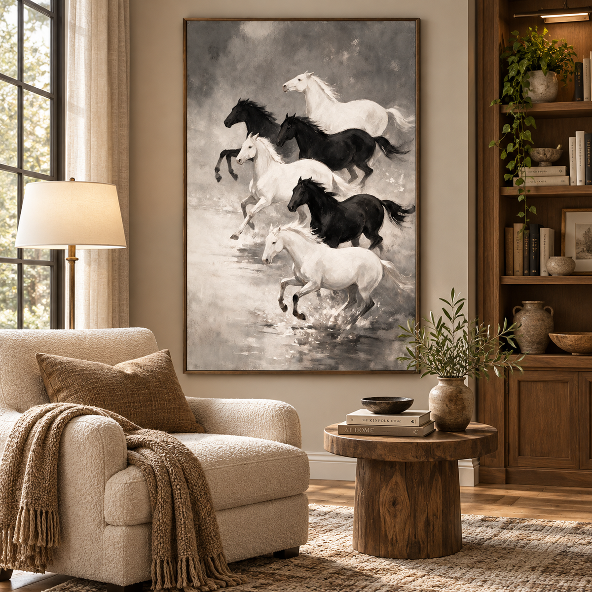 ARBYNART Americana Art | Six Horses in Silver Mist