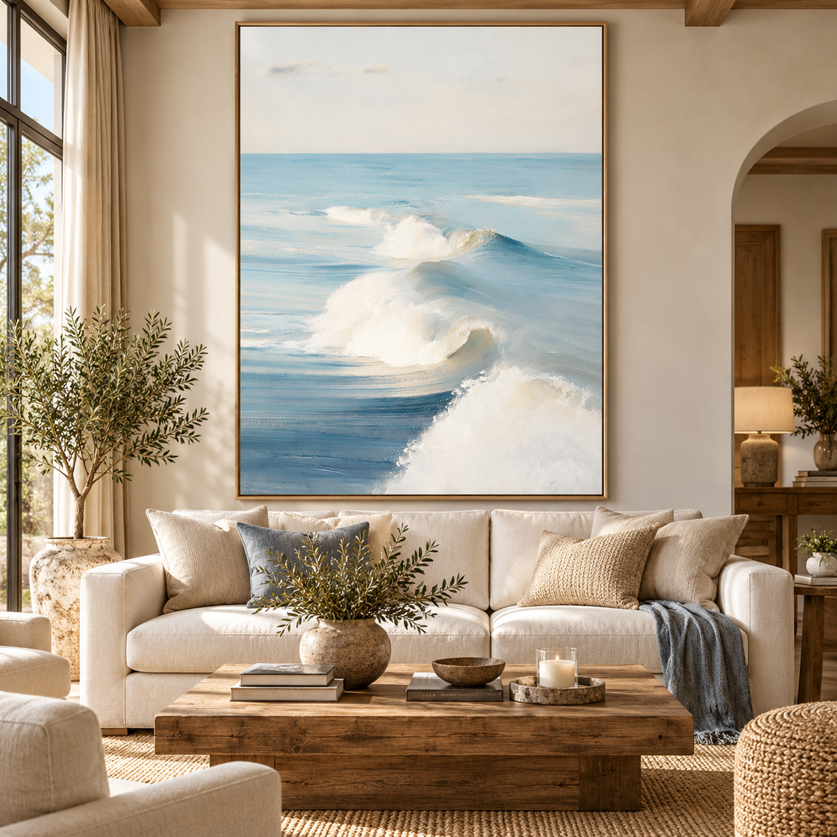 ARBYNART Impressionist Art | Soft Blue Swells Curling Inward
