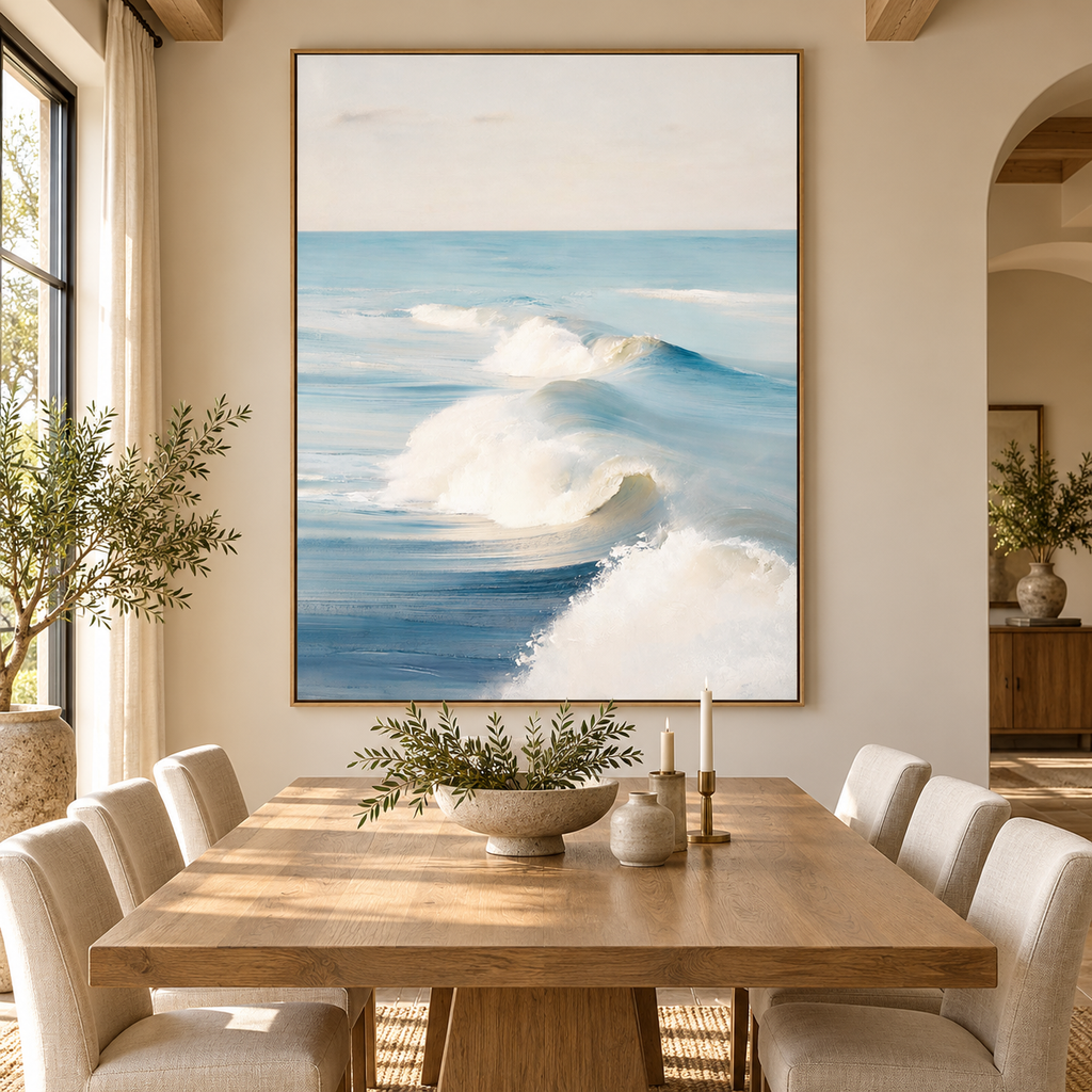 ARBYNART Impressionist Art | Soft Blue Swells Curling Inward