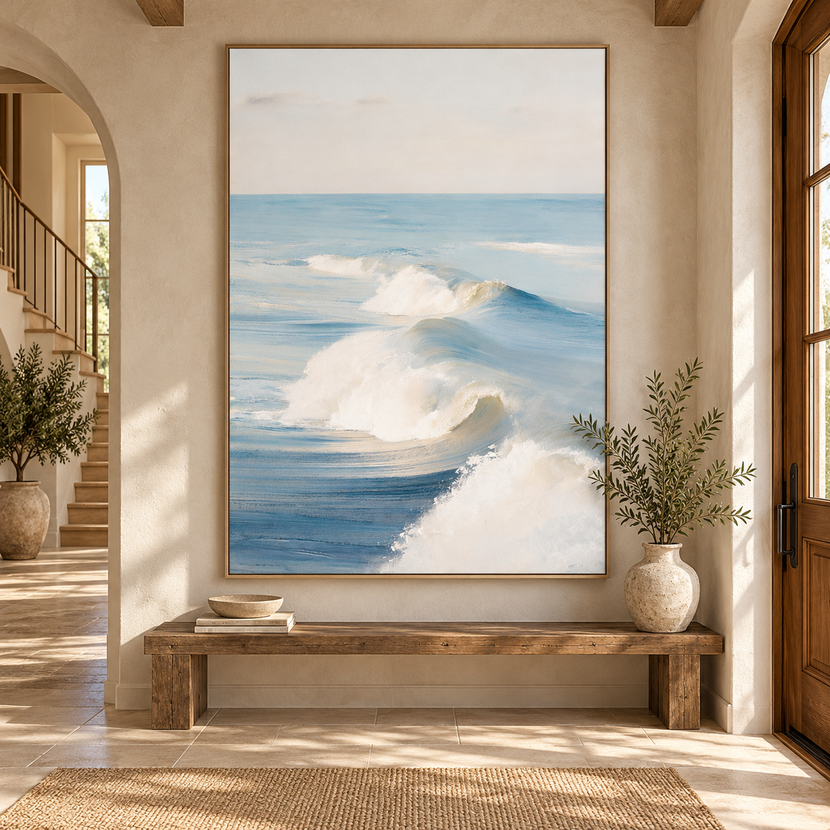 ARBYNART Impressionist Art | Soft Blue Swells Curling Inward