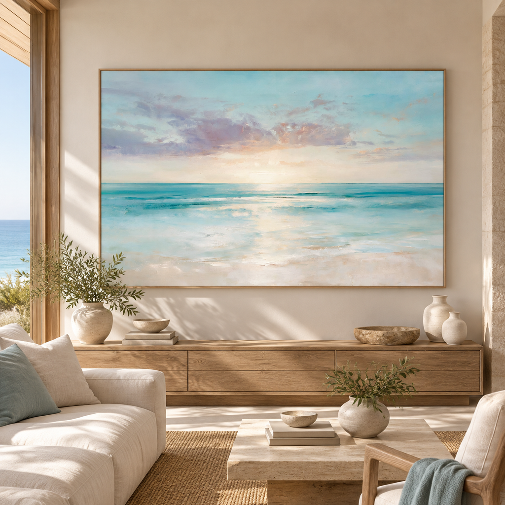 ARBYNART Impressionist Art | Soft Light on Calm Turquoise Water