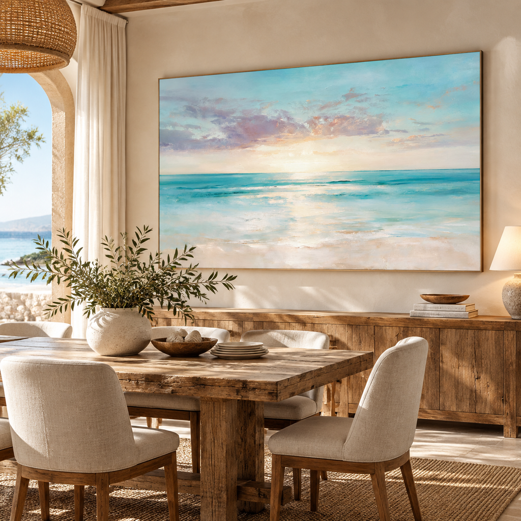 ARBYNART Impressionist Art | Soft Light on Calm Turquoise Water