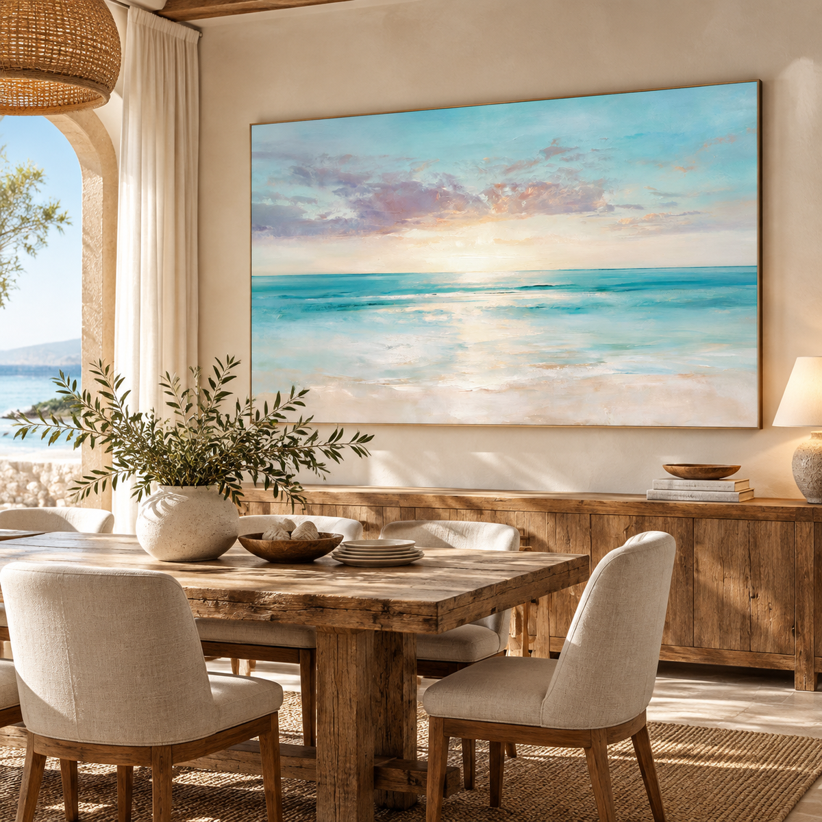 ARBYNART Impressionist Art | Soft Light on Calm Turquoise Water