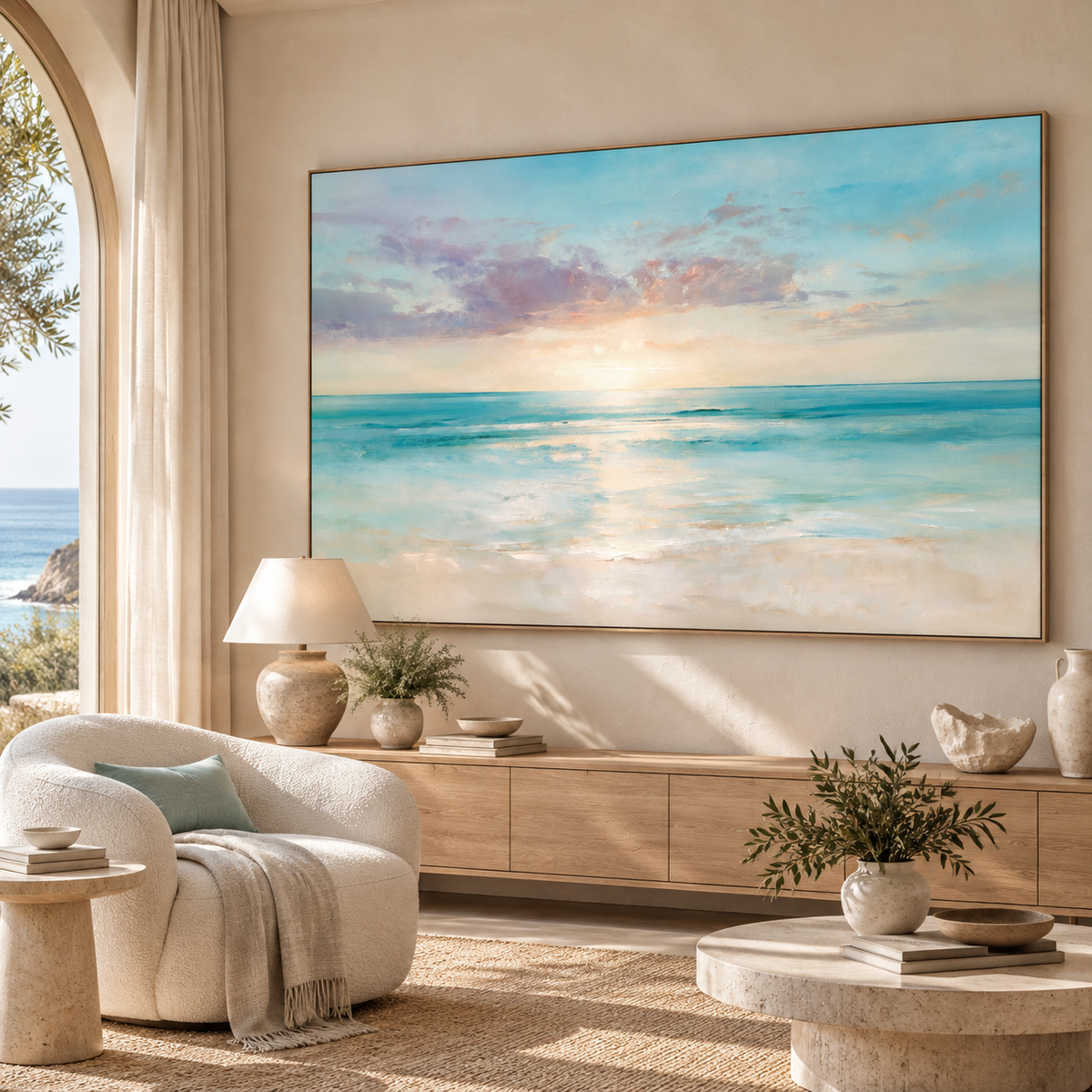 ARBYNART Impressionist Art | Soft Light on Calm Turquoise Water