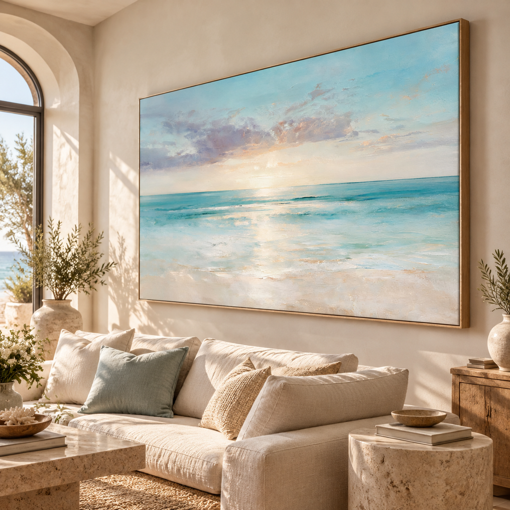 ARBYNART Impressionist Art | Soft Light on Calm Turquoise Water