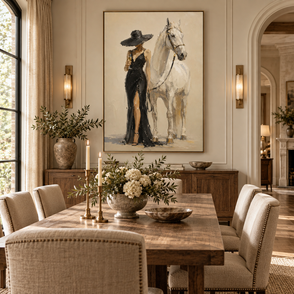 ARBYNART Vintage Americana Art | Sophisticated Toast with the White Horse