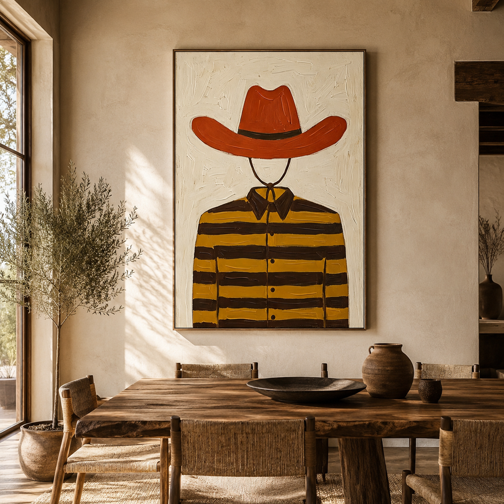 ARBYNART Vintage Americana Art | Striped Cowboy
