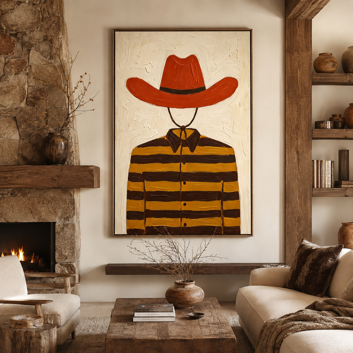 ARBYNART Vintage Americana Art | Striped Cowboy
