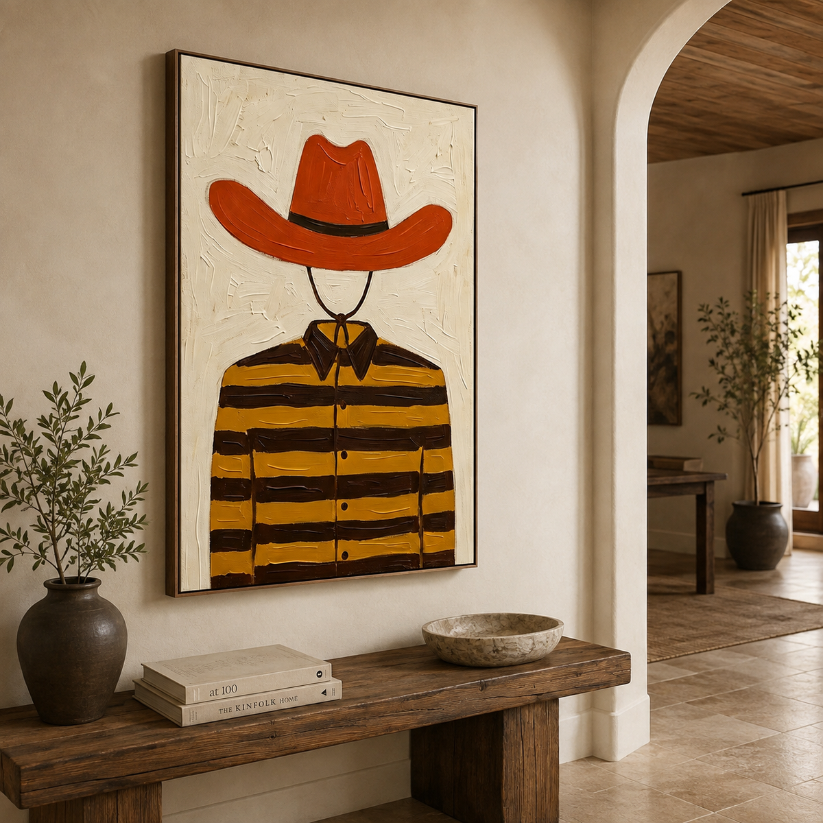 ARBYNART Vintage Americana Art | Striped Cowboy