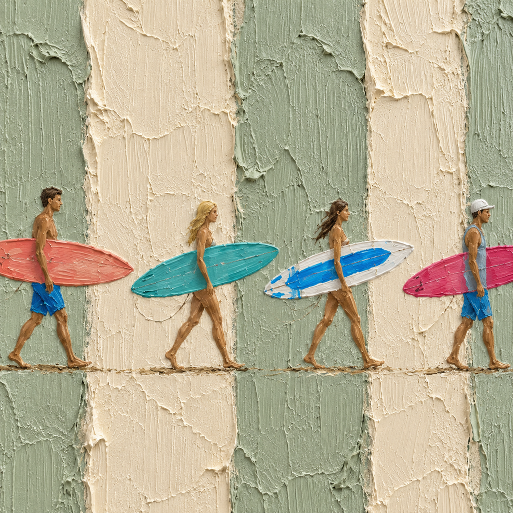 ARBYNART 3D Textured Art | Summer Surfers' Stride