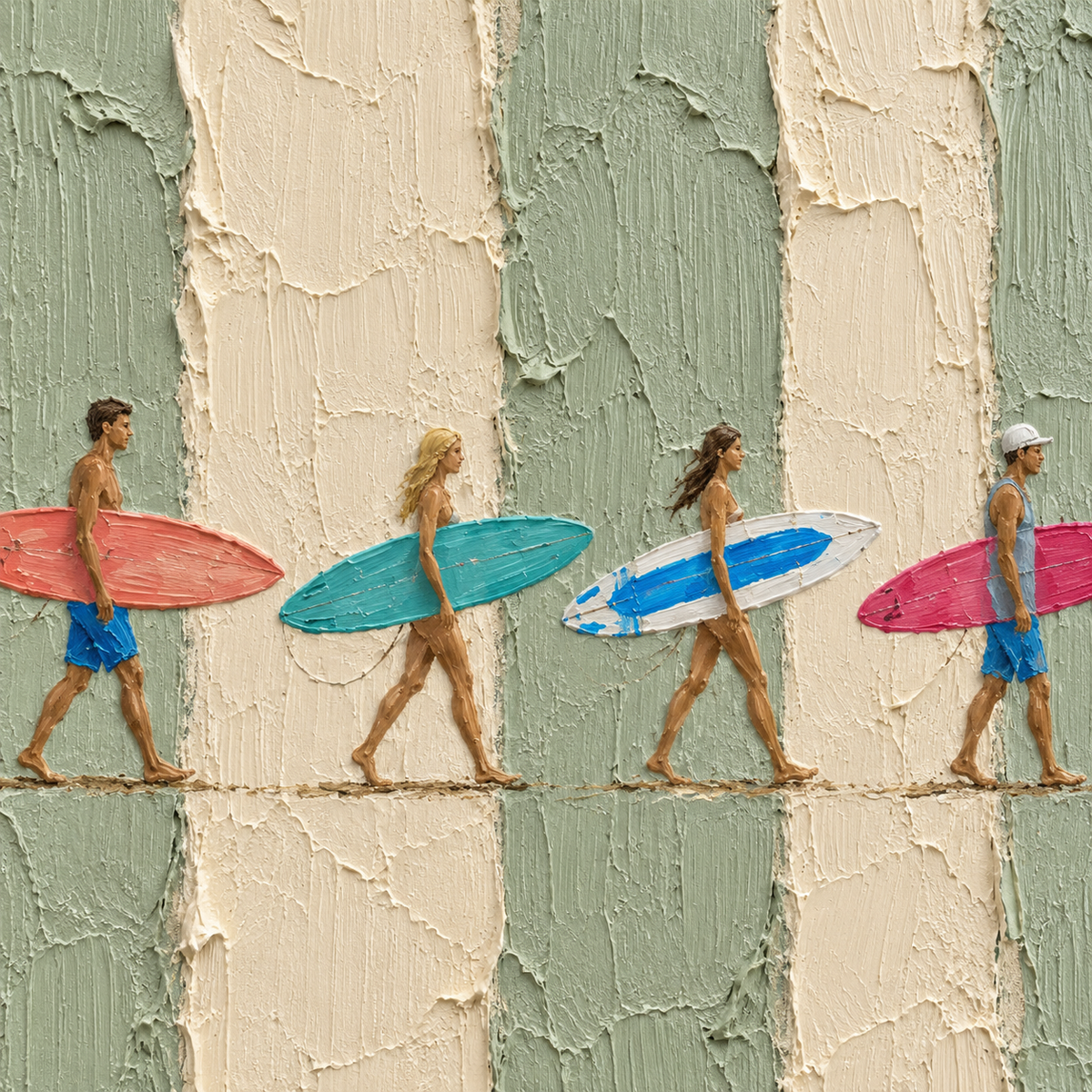 ARBYNART 3D Textured Art | Summer Surfers' Stride