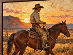ARBYNART Vintage Americana Art | Sunset Cowboy Ride