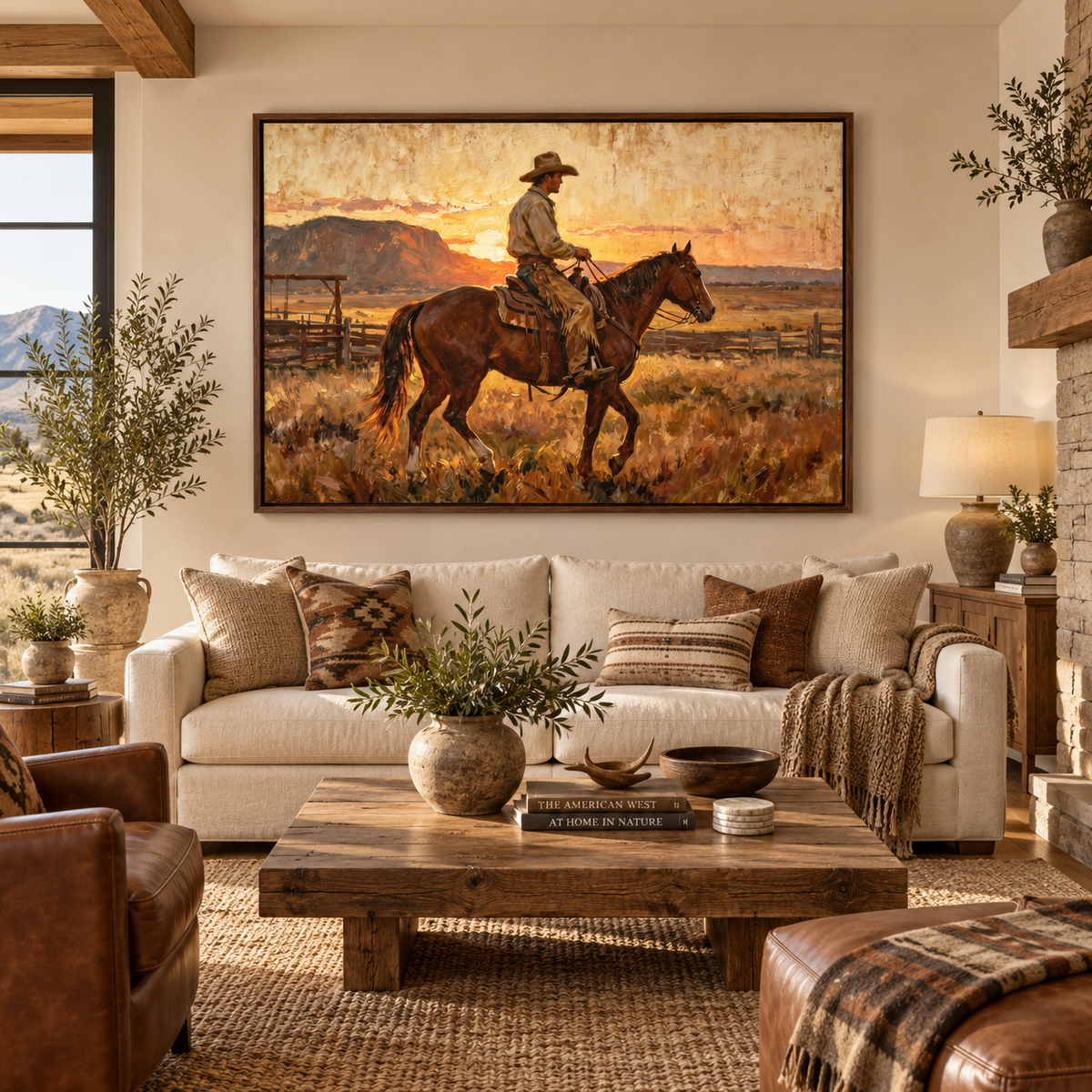ARBYNART Vintage Americana Art | Sunset Cowboy Ride
