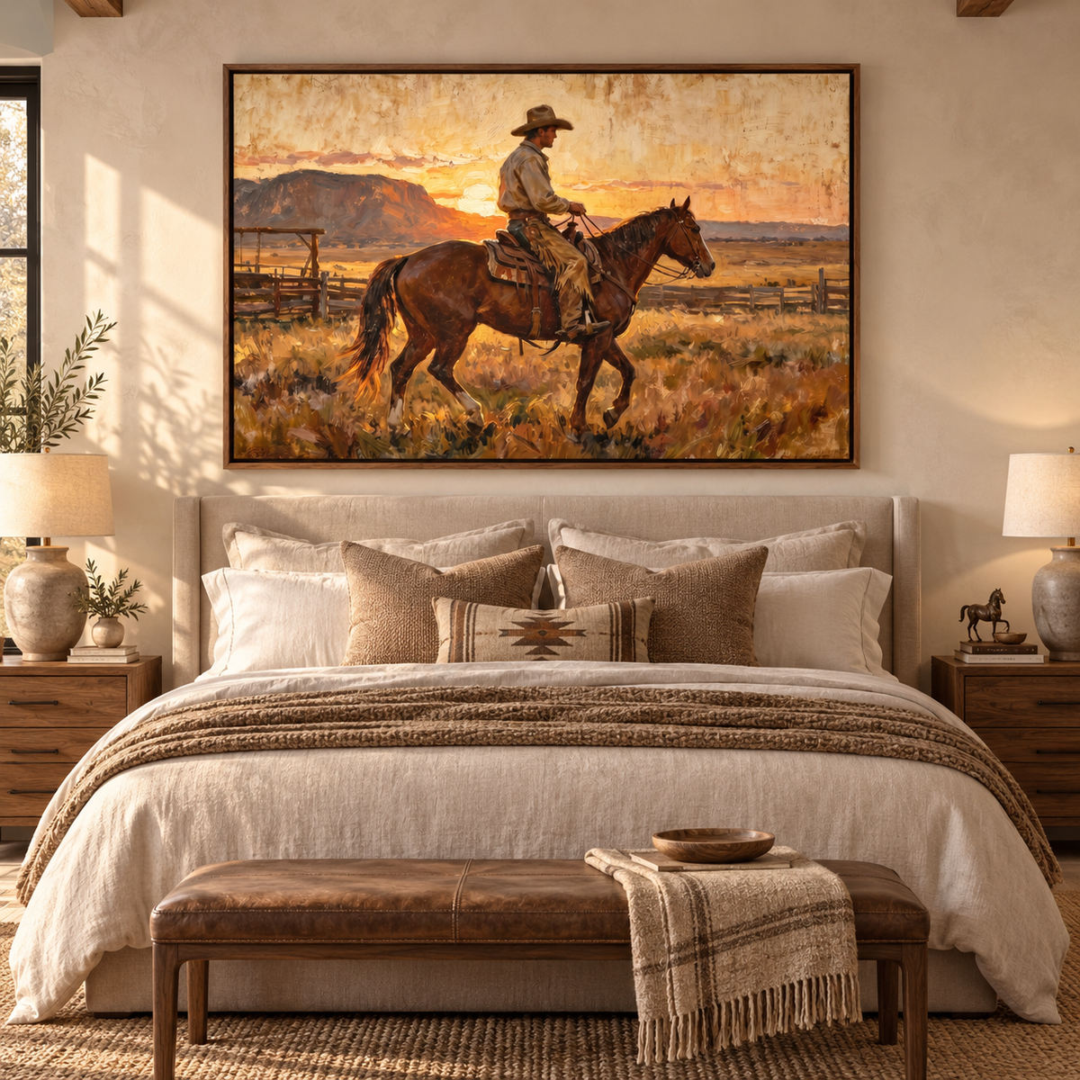 ARBYNART Vintage Americana Art | Sunset Cowboy Ride