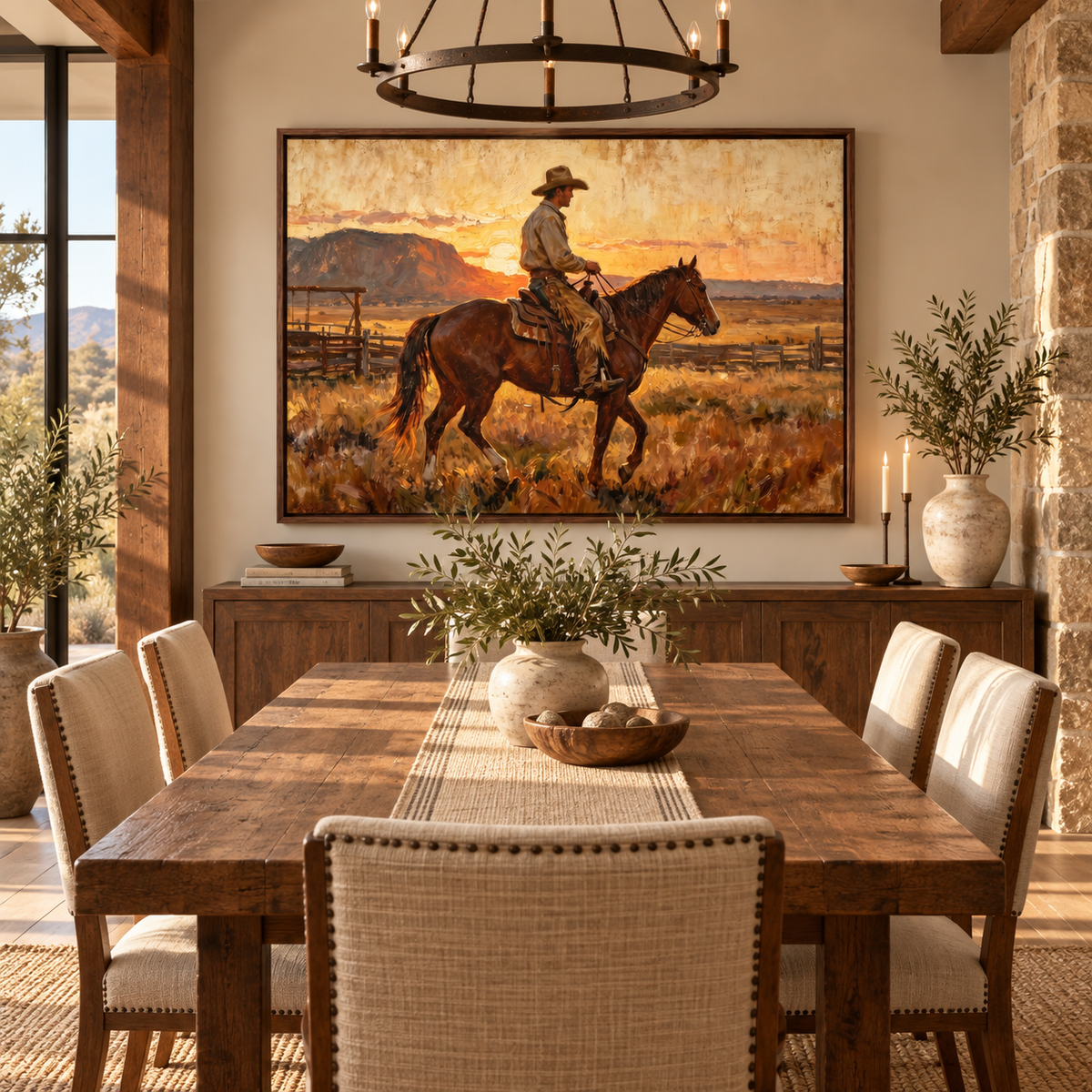 ARBYNART Vintage Americana Art | Sunset Cowboy Ride
