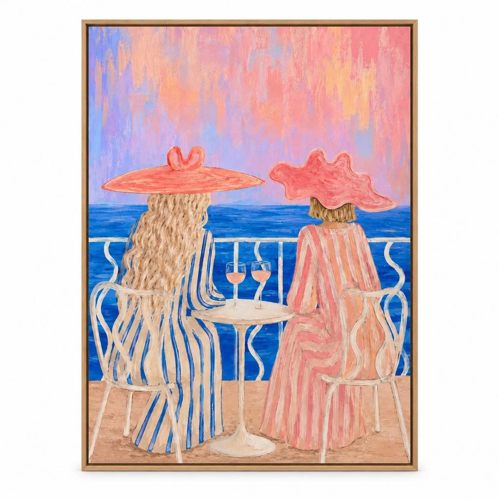 ARBYNART Vintage Americana Art | Sunset Wine on the Terrace