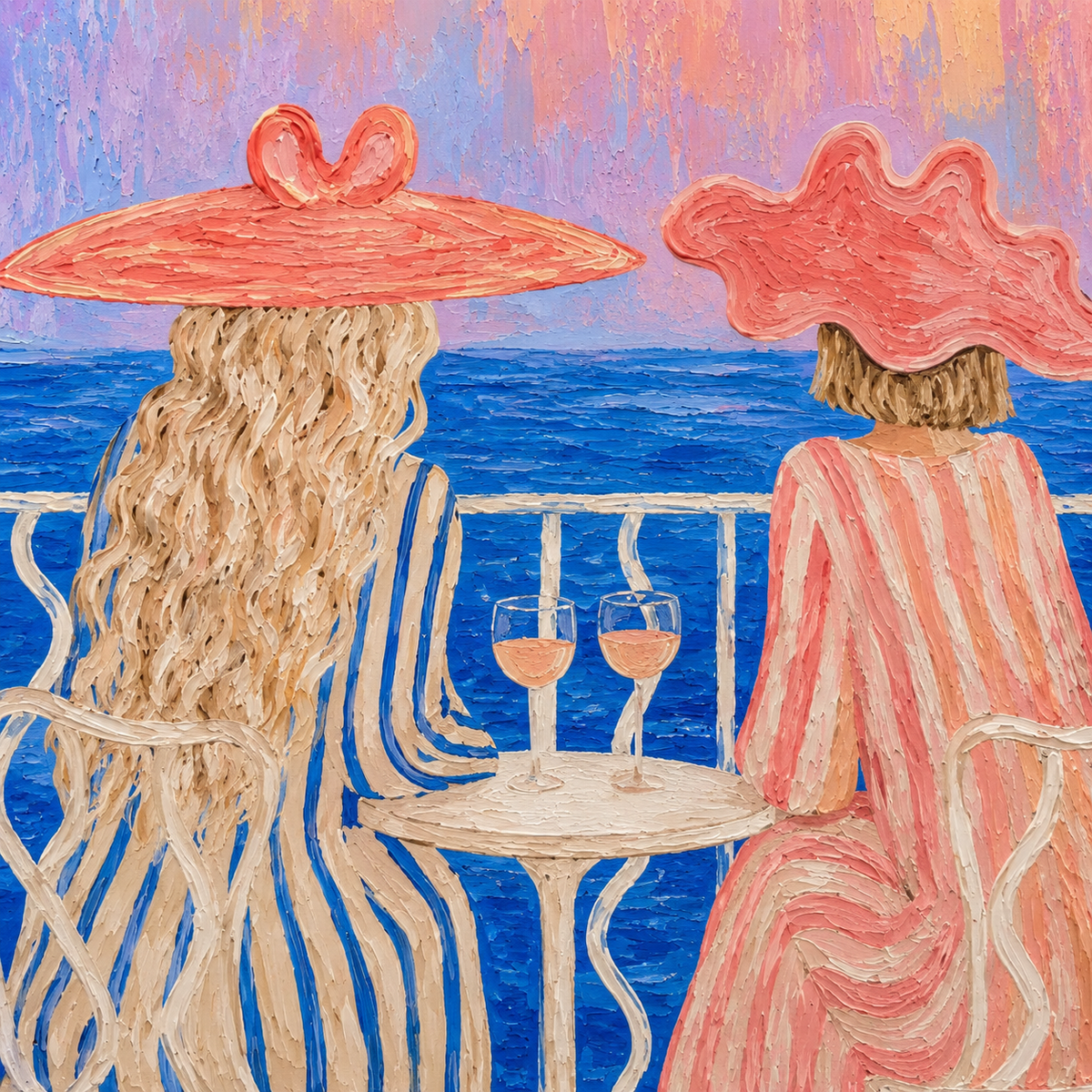 ARBYNART Vintage Americana Art | Sunset Wine on the Terrace