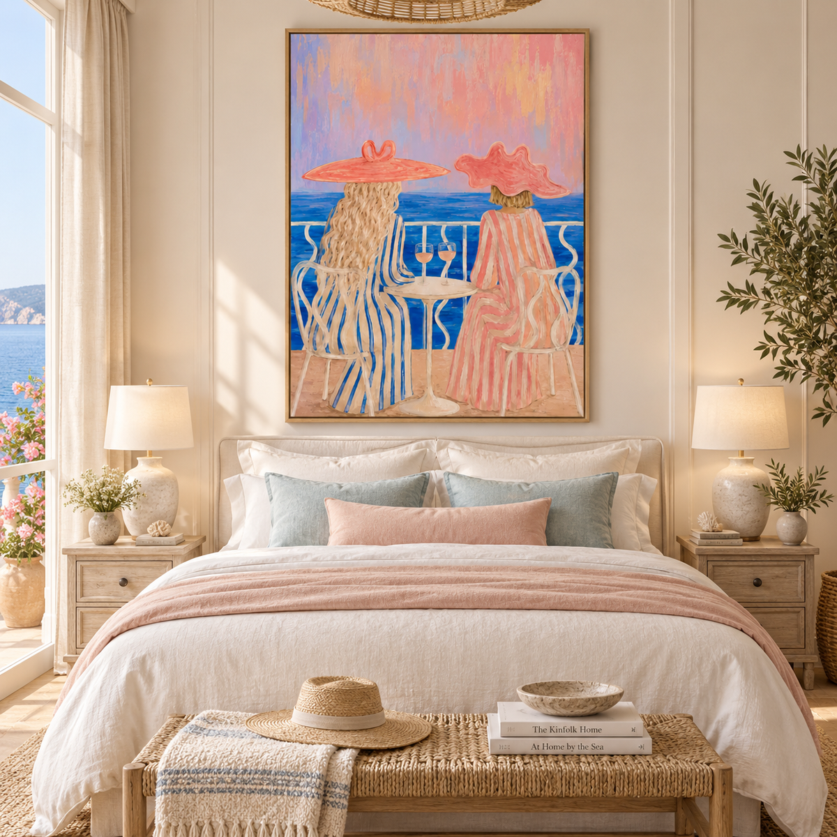 ARBYNART Vintage Americana Art | Sunset Wine on the Terrace
