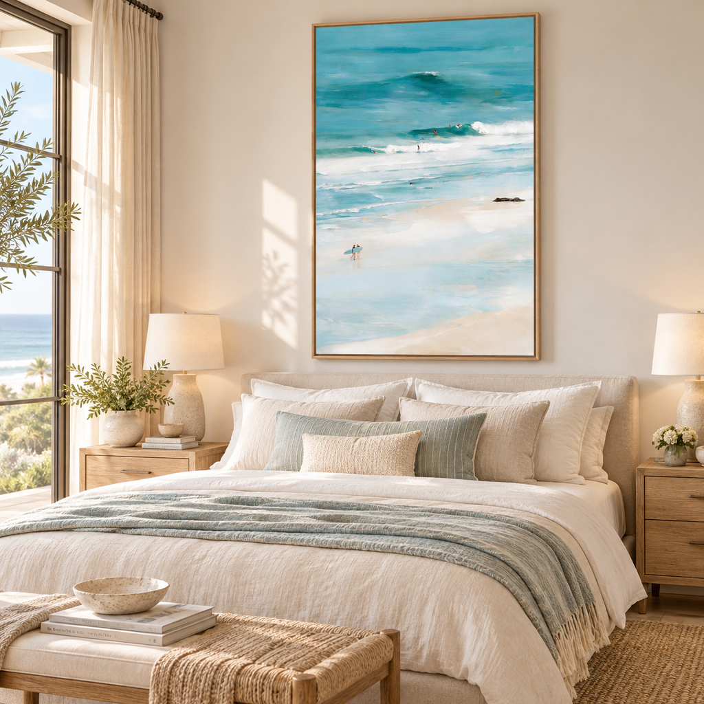 ARBYNART Impressionist Art | Surfers Along Turquoise Shores
