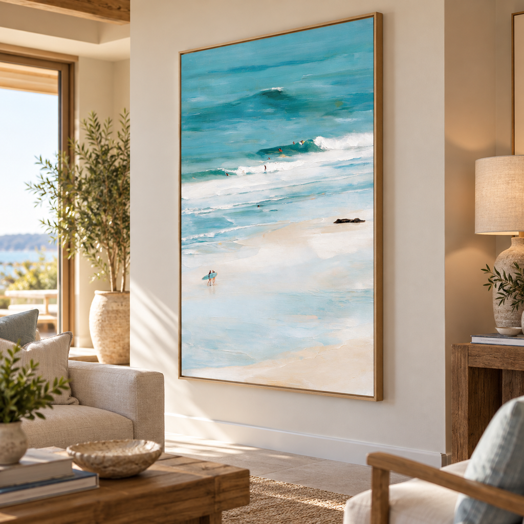 ARBYNART Impressionist Art | Surfers Along Turquoise Shores