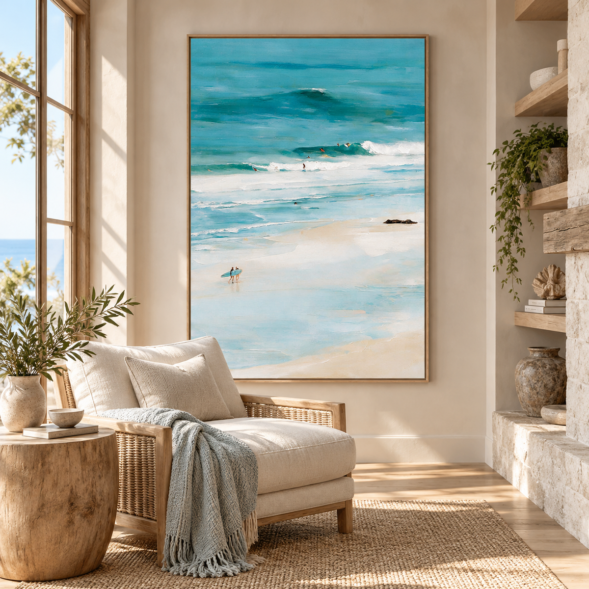 ARBYNART Impressionist Art | Surfers Along Turquoise Shores