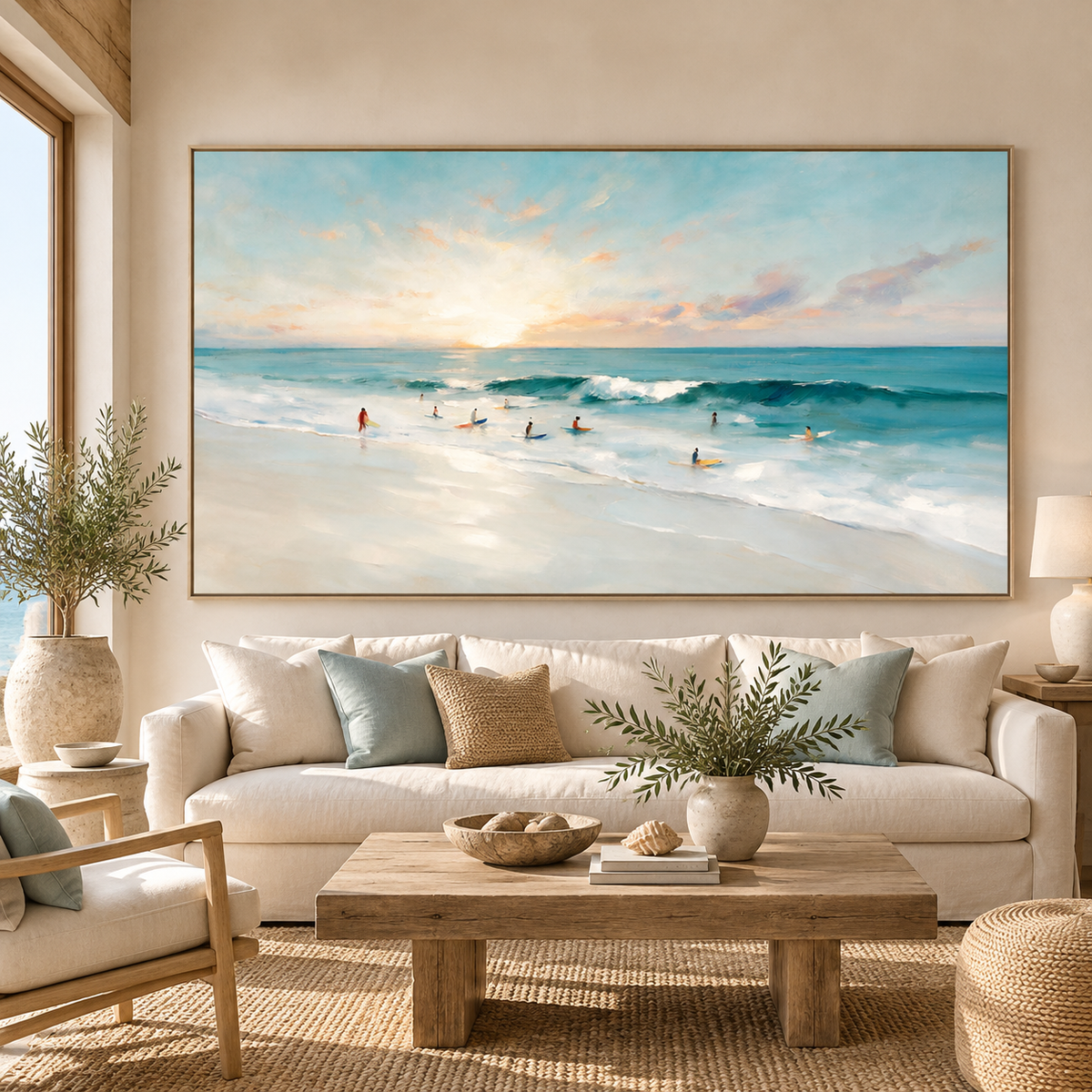 ARBYNART Impressionist Art | Surfers Waiting for the Morning Wave