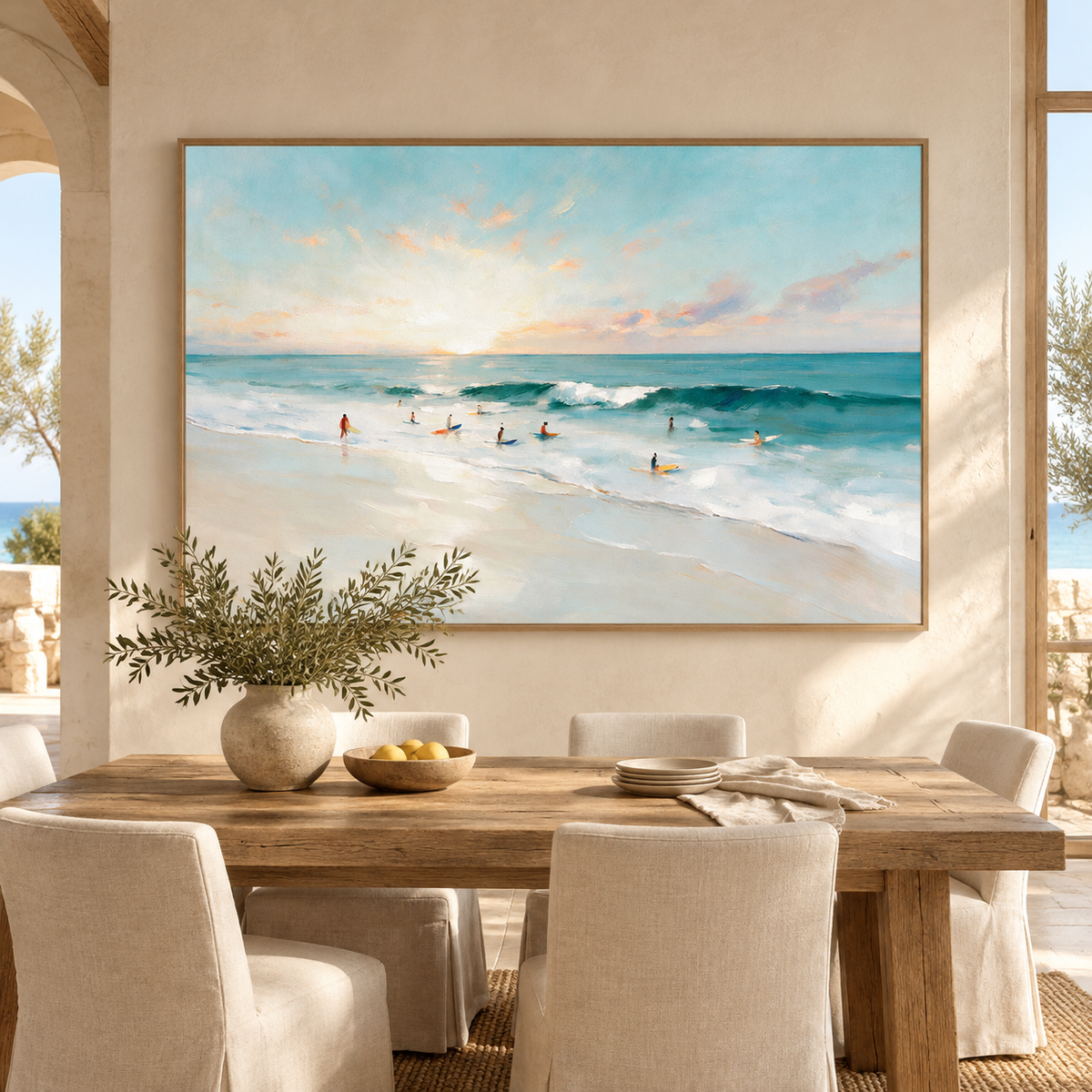 ARBYNART Impressionist Art | Surfers Waiting for the Morning Wave
