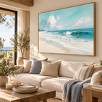 ARBYNART Impressionist Art | Surfers below a Palm-Fringed Coast
