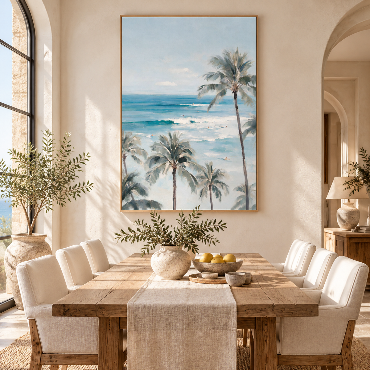 ARBYNART Impressionist Art | Tall Palm beside Blue Surf