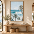 ARBYNART Impressionist Art | Tall Palm beside Blue Surf