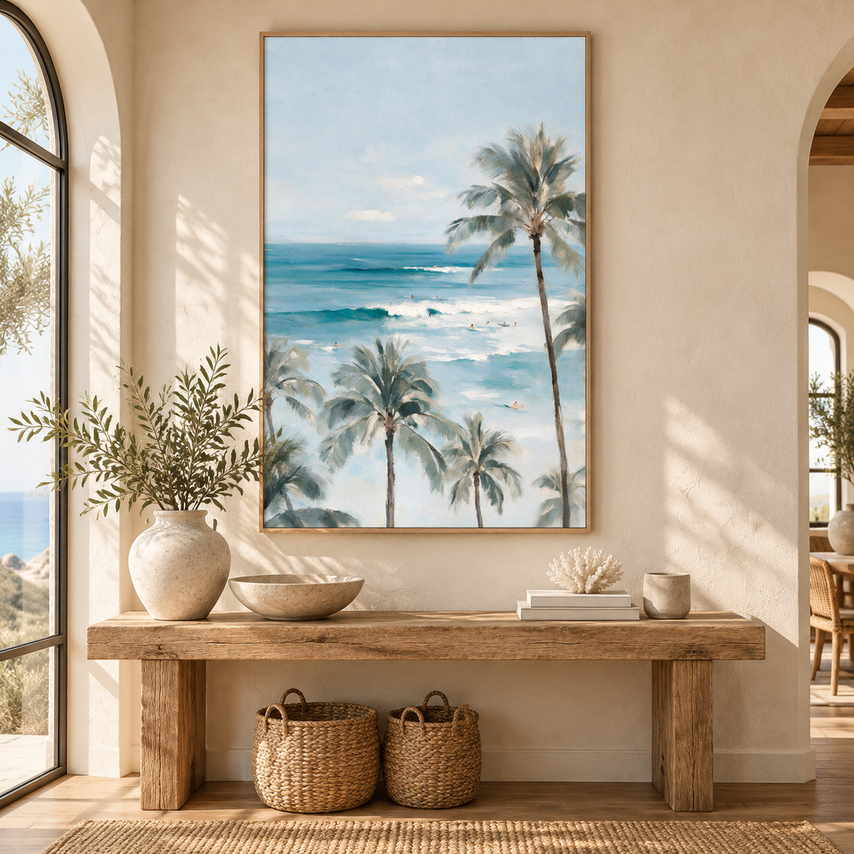 ARBYNART Impressionist Art | Tall Palm beside Blue Surf