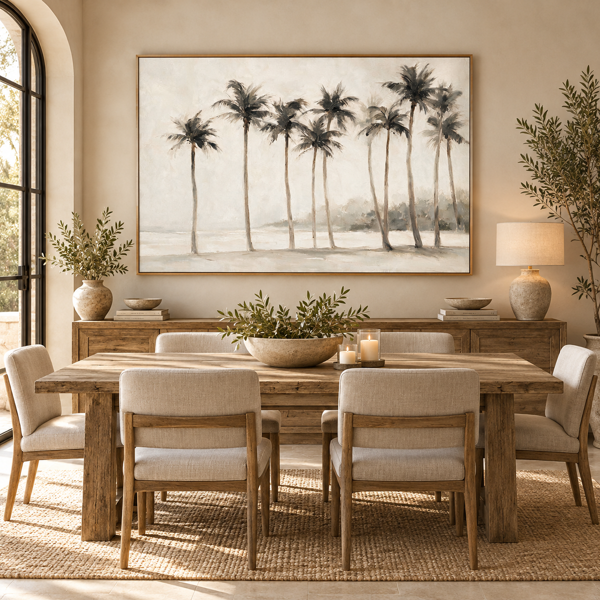 ARBYNART Impressionist Art | Tall Palms on a Foggy Shore