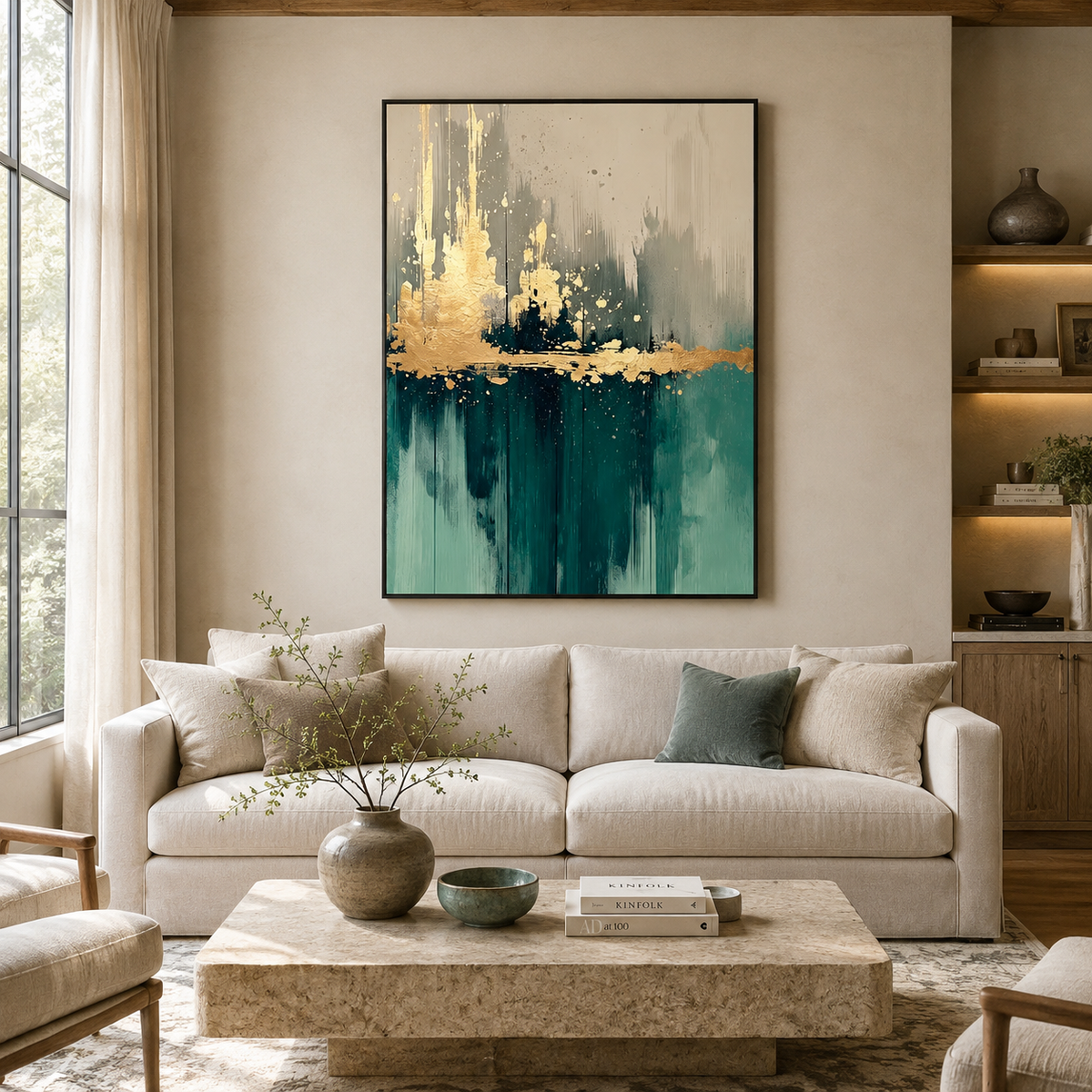 ARBYNART 3D Textured Art | Teal Gold Reflections