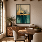 ARBYNART 3D Textured Art | Teal Gold Reflections