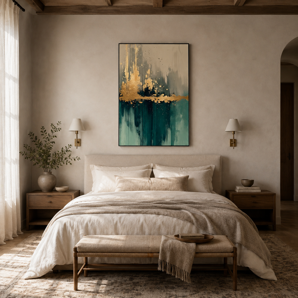ARBYNART 3D Textured Art | Teal Gold Reflections