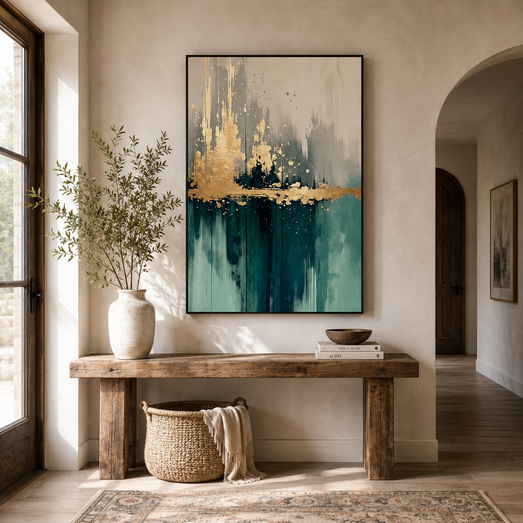 ARBYNART 3D Textured Art | Teal Gold Reflections