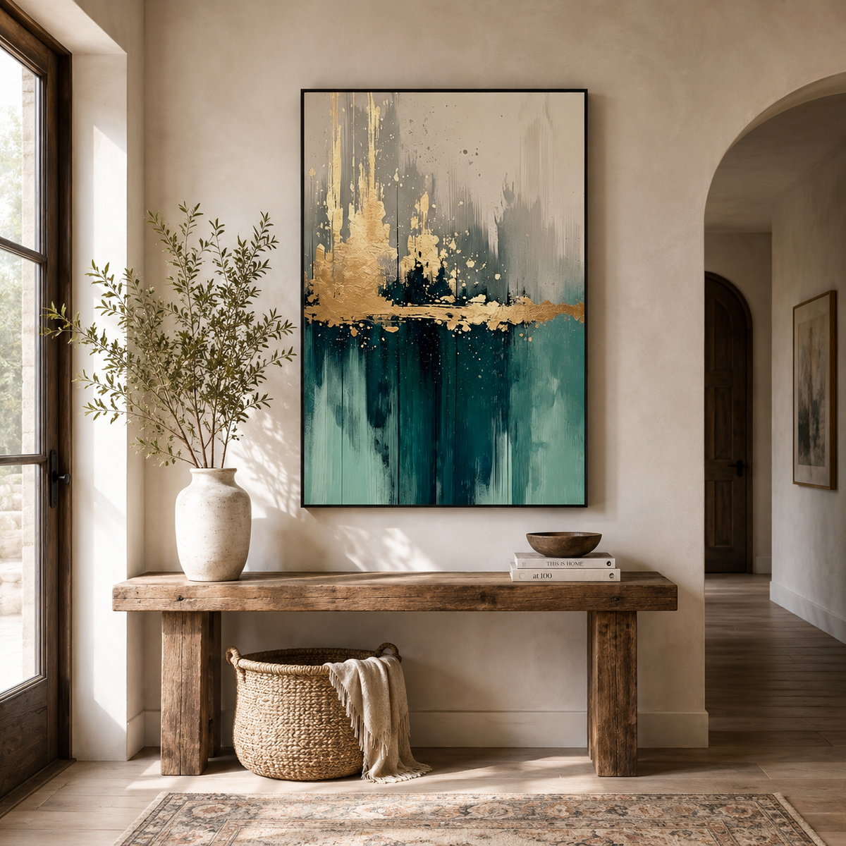 ARBYNART 3D Textured Art | Teal Gold Reflections