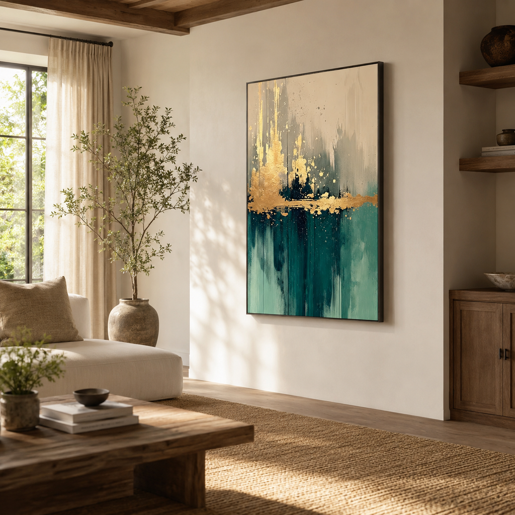 ARBYNART 3D Textured Art | Teal Gold Reflections