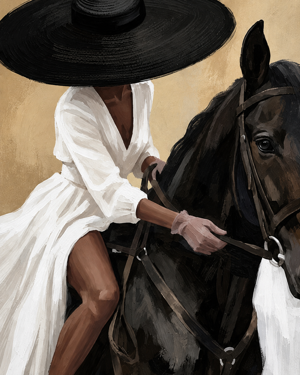 ARBYNART Vintage Americana Art | The Dark Horse and Her Shadow