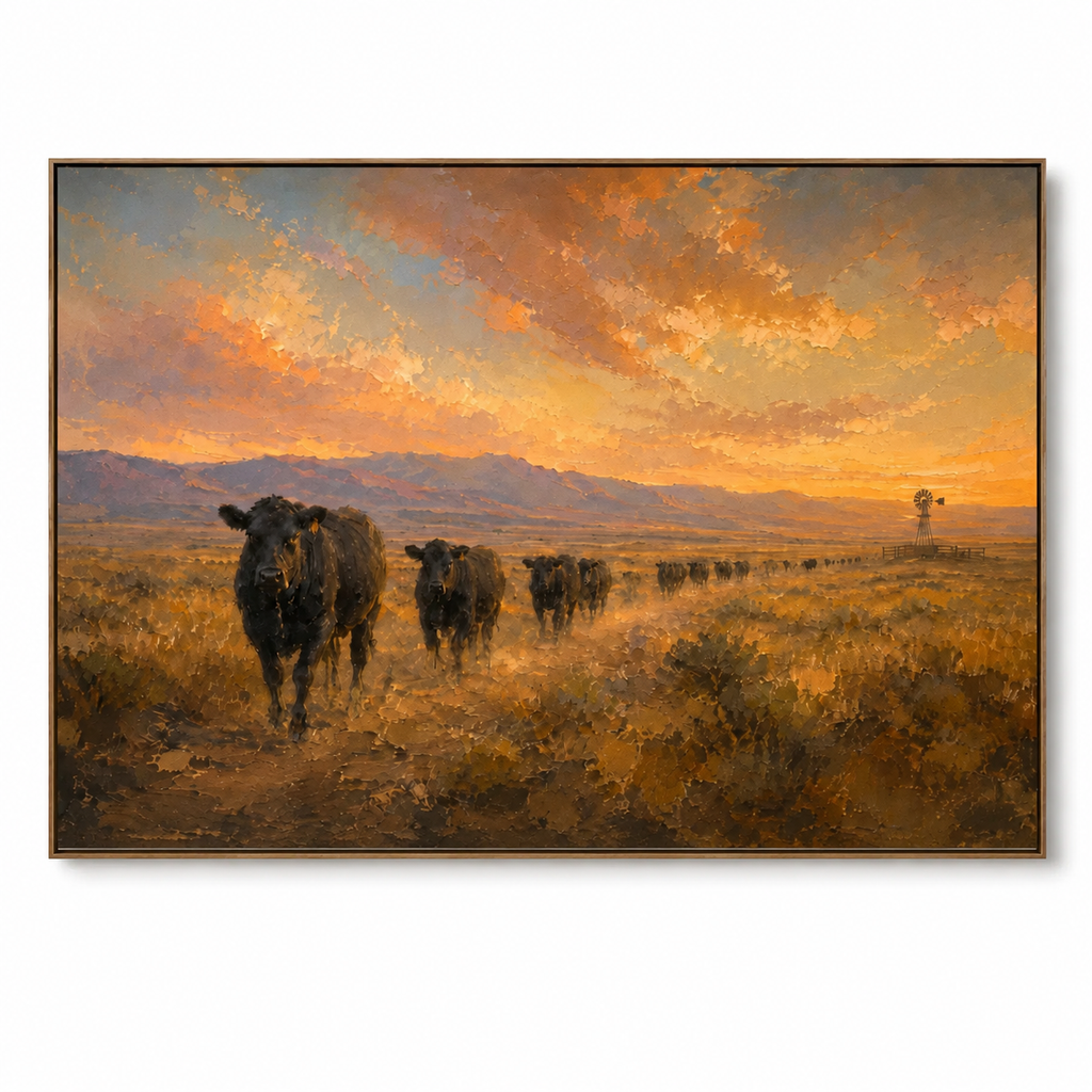 ARBYNART Vintage Americana Art | The Dusk Parade on the Plains